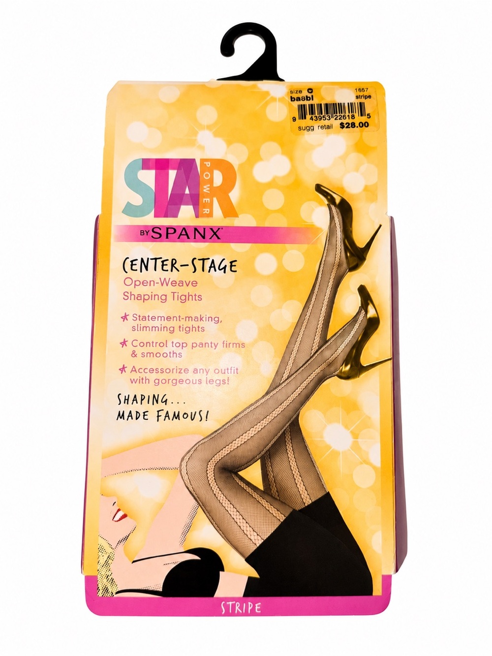 NWT SPANX 2 Pack Striped & Ribbed Bow  Open-Weave Shaping Tights